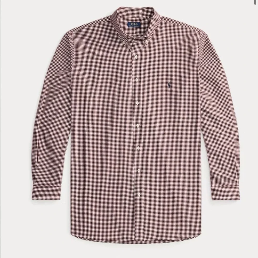 Polo Ralph Lauren Dark Red Gingham Cotton Button‎ Down Shirt XL